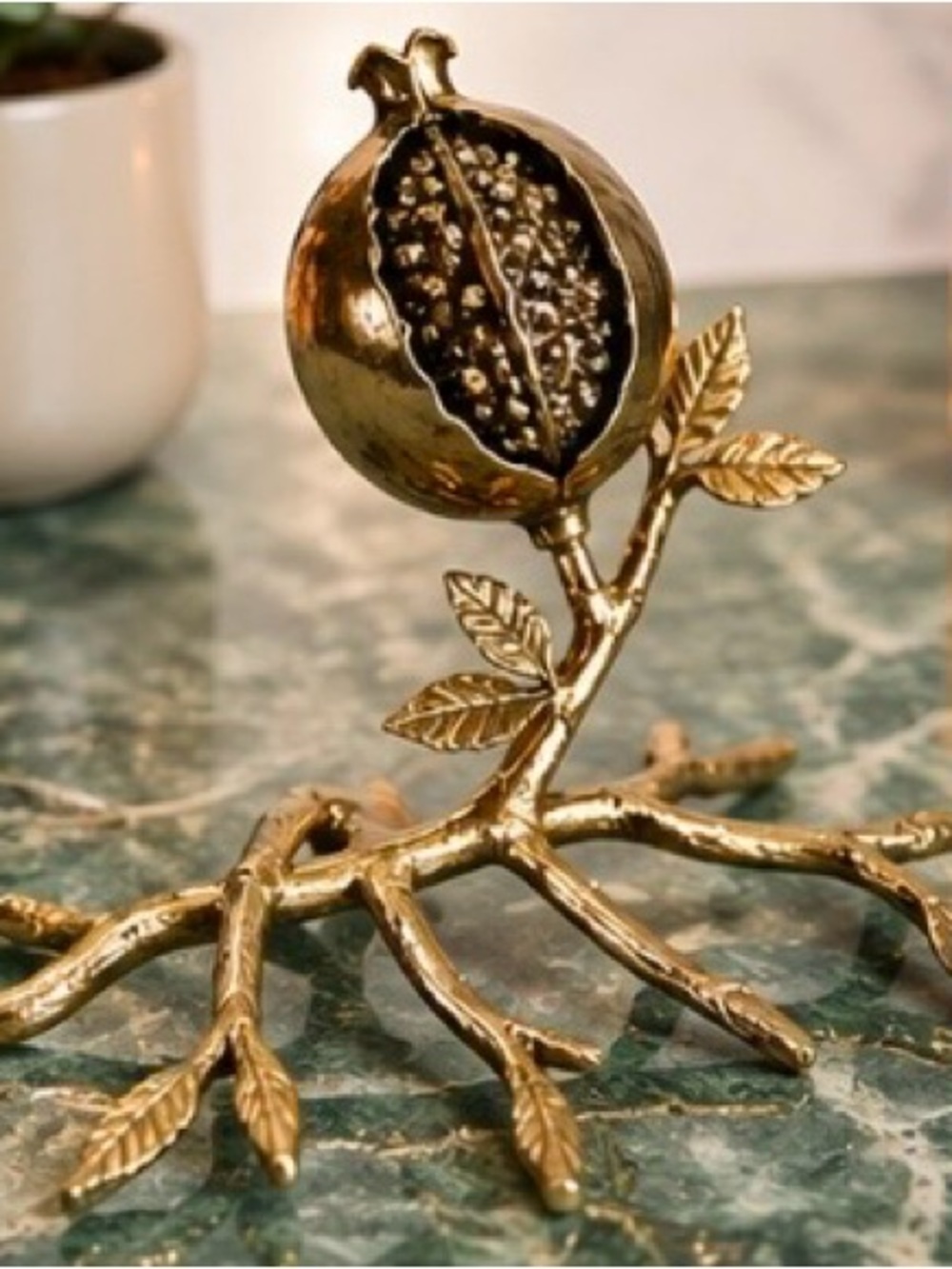 Gold Pomegranate Branch Decorative Accent